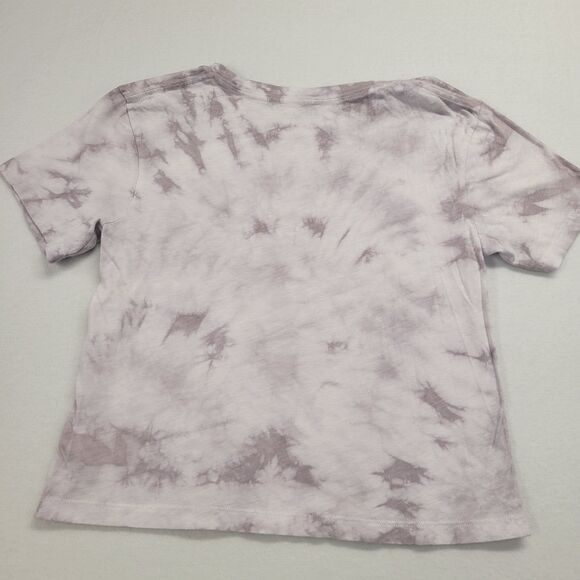 Athleta Womens XS Gray Tie-Dye Short Seeve Organic Daily Crew Cropped Tee White - Picture 9 of 9